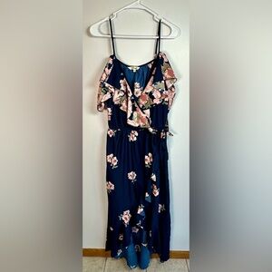Blush Floral Navy High low Off the shoulder Dress size XL